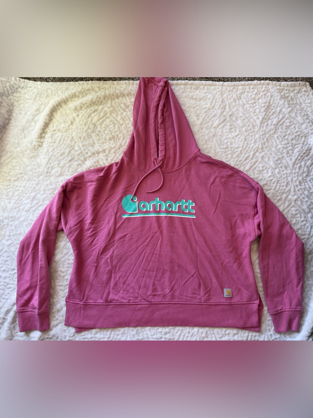 Women's TENCEL™ Fiber Series Loose Fit Graphic Hooded Sweatshirt Pink XL - Picture 2 of 12